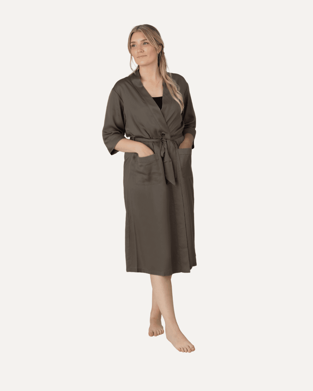 Product image of bamboo kimono in taupe